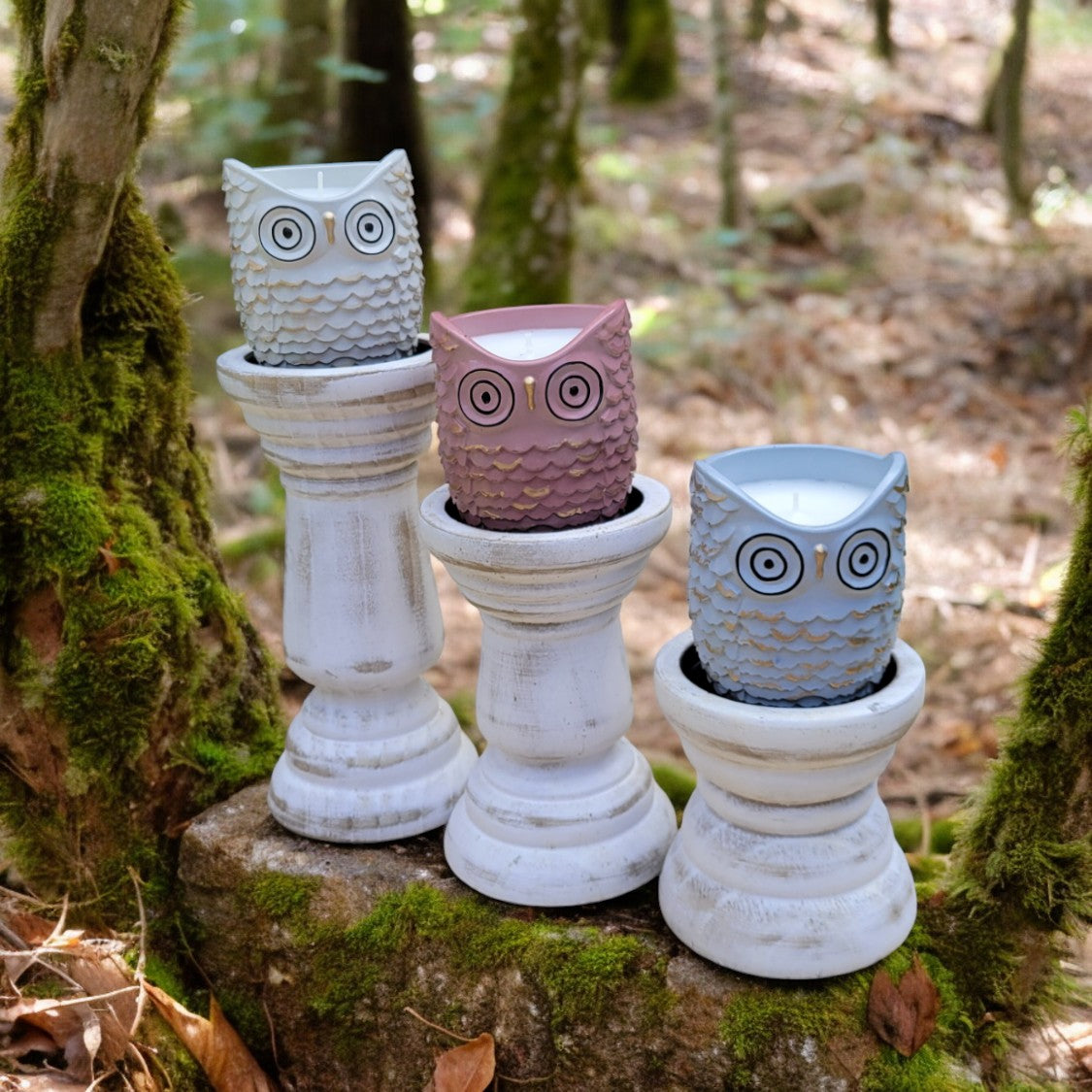 Pink Crystals Owl Candles